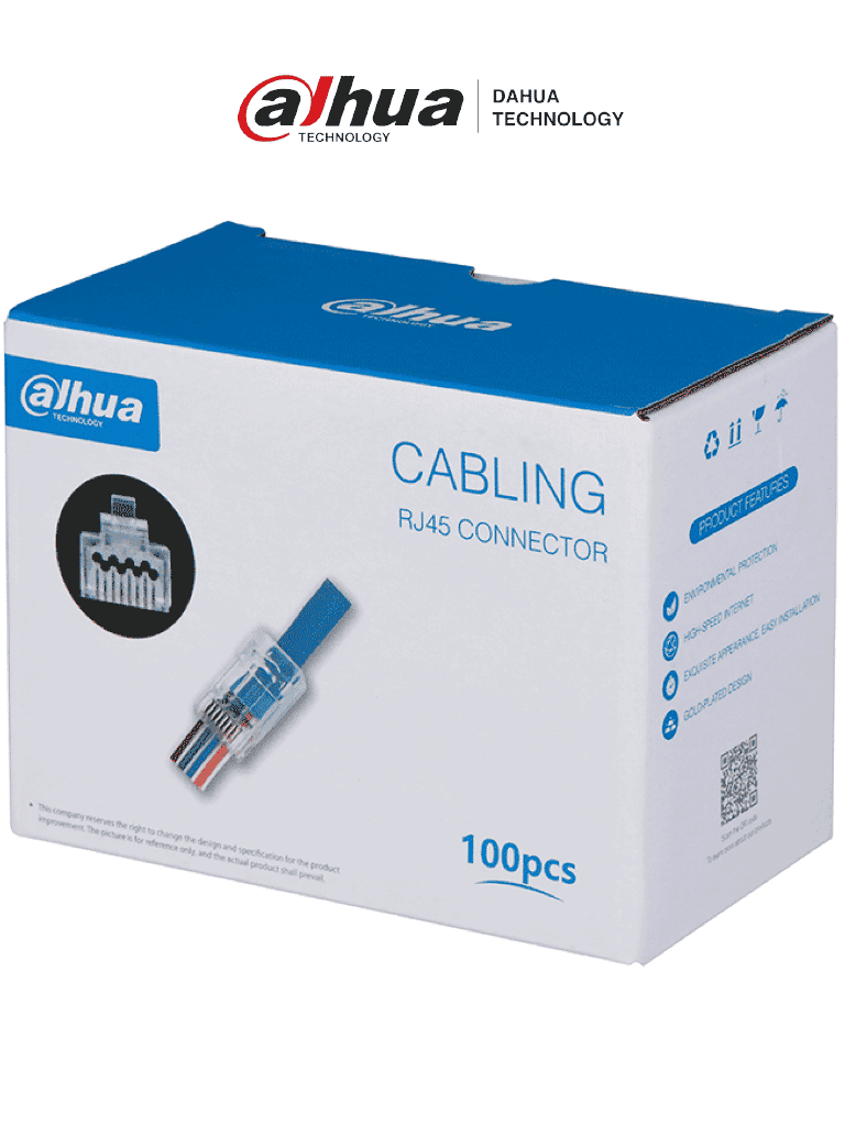DAHUA--DAHUA DH-PFM976-631-PT - Caja con 100 Plugs Pass through RJ45 Cat6/ Chapado de Oro de 15 U"/ Clasificación de Resistencia al Fuego UL94V-2 / #LoNuevo #CONEEN-