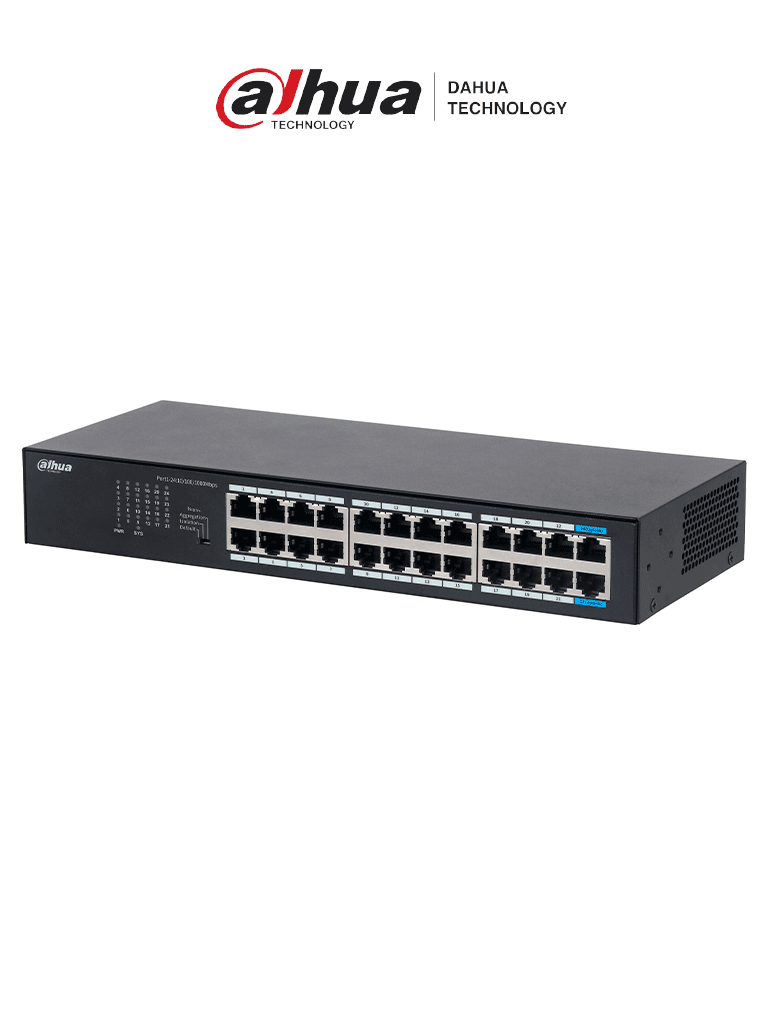 DAHUA--DAHUA DH-S3024-24GT - Switch Gigabit de 24 puertos no administrable, Capa 2, Carcasa metálica, switching de 48G, tasa de reenvío de 35.7 Mbps, memoria buffer de 8.4Mb, y protección avanzada contra descargas. #MCI1Q125-