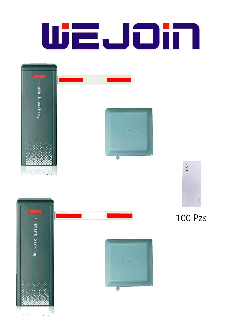 WEJOIN--WEJOIN WJDZE2 Kit de 2 Barreras Vehiculares de 4.5M con 2 Lectoras UHF de 6M y 100 Tags Adheribles-