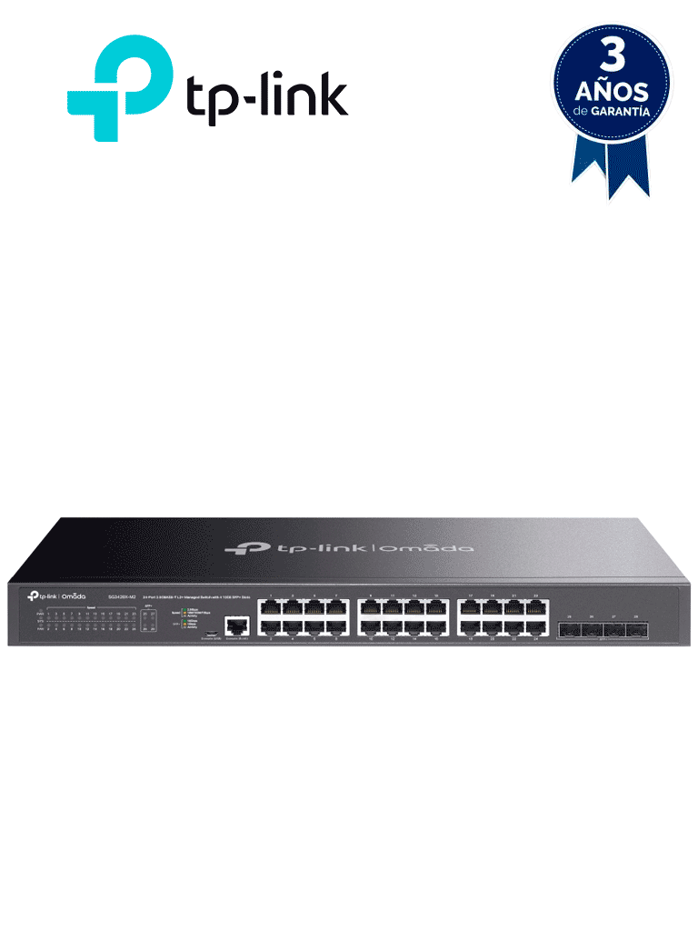 TP-LINK--TP-LINK TL-SG3428X-M2 - witch administable con funciones L2+ OMADA, con 24 puertos RJ45 de 2.5GbE , 4 puertos SFP+ 10G , Gestión en la nube con OMADA , DHCP Snooping, 802.1X, Autenticación Radius , ACL , QoS L2/L3/L4 y IGMP Snooping.-