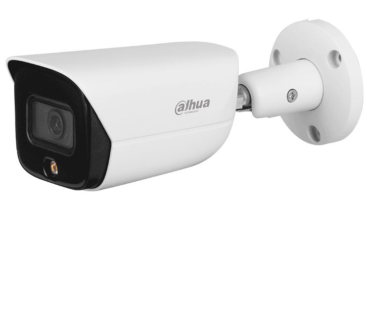 DAHUA--DAHUA DH-IPC- HFW3449E-AS-LED - Cámara IP 4MP/ Fullcolor/ 2.8mm/ WizSense/ SMD Plus/ Detección de humanos y vehículos/ Led Luz calida 30m/ Ranura MicroSD/ E&S de alarma/ IP67/ PoE-