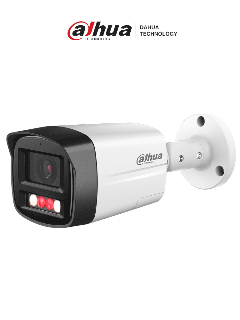 DAHUA--DAHUA IPC-HFW2249TL-S-PV - Cámara Bullet IP de 2MP ofrece Smart Dual Illumination, disuasión activa y SMD Plus. Con protección perimetral, micrófono, bocina integrados y resistencia IP67, es ideal para seguridad profesional.-