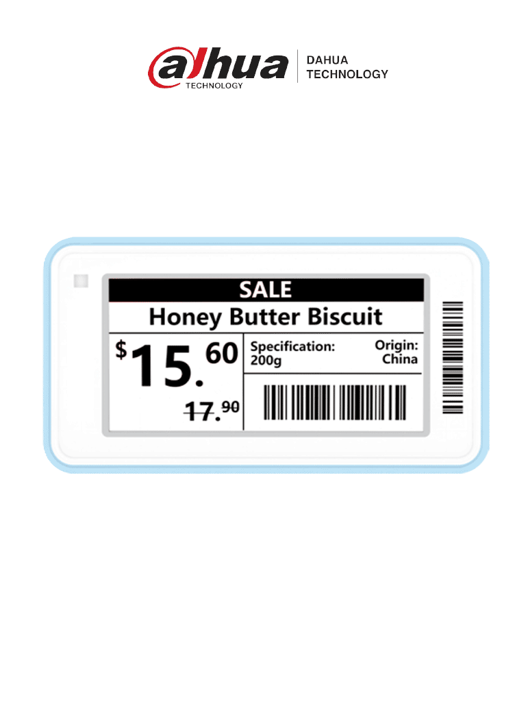 DAHUA--DAHUA DHI-ESL-E021C-NF - Etiqueta electrónica ofrece comunicación Bluetooth y una interfaz interactiva con soporte para 256 colores e indicadores LED. Ideal para mostrar información clara y actualizable en tiempo real.-