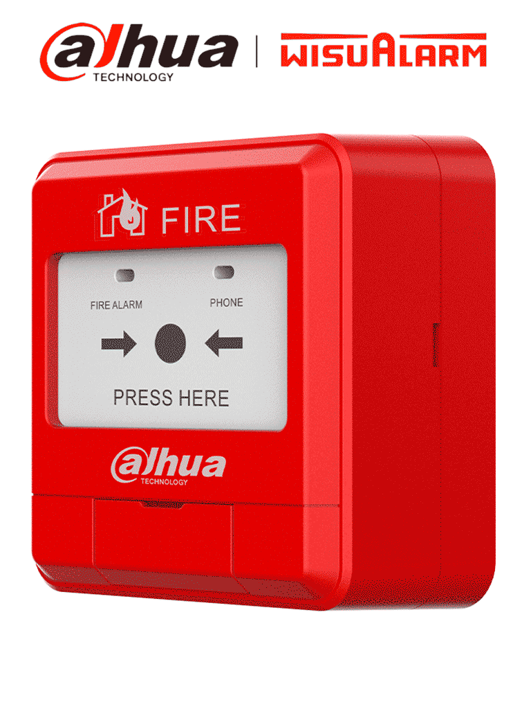 DAHUA--DAHUA WISUALARM HY-1200 - Estacion Manual de Alarma de Emergencia Direccionable/ 2 Hilos sin Polaridad/ Cumple con Norma EN54-11/ Saida Independiente Par de Contactos Normalmente Abiertos/ #LoNuevo #Wisualarm-