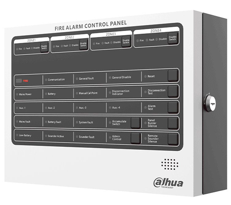 DAHUA--DAHUA WISUALARM HY-C102-4 - Panel de Alarma Contra Incendios/ Convencional de 4 Zonas/ Hasta 32 Detectores por Zona/ 4 Contactos Secos/ Interfaz RS-485/ Ethernet/ Cumple Norma EN54-2,EN54-4/ IP30/ Alimentación 90 V CA a 270 V CA/ #LoNuevo #Wisualarm-