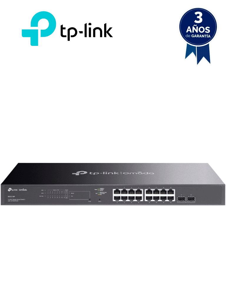 TP-LINK--TP-LINK TL-SG2218P - Switch inteligente de 16 puertos POE+ Gigabit JetStram , 2 puertos SFP , POE  802.3at/af , 150W totales , Gestión centralizada con OMADA , soporta QoS L2/L3/L4 y snooping IGMP , IPV6 , ACL , DHCP Snooping, 802.1X.-