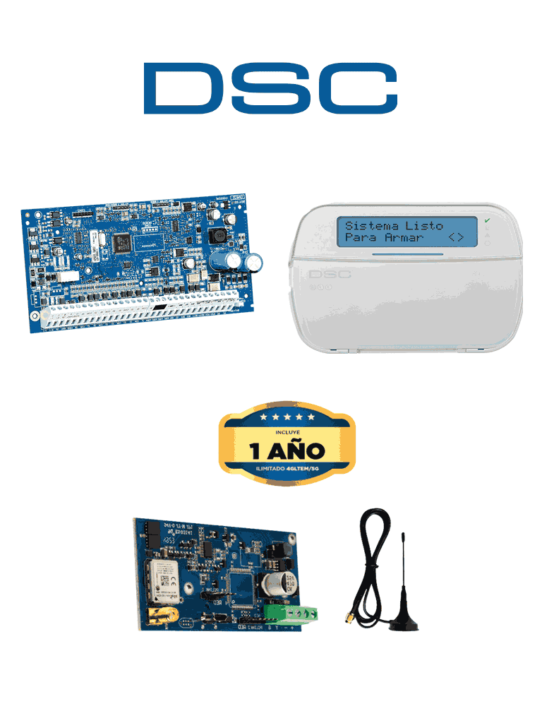 DSC--DSC NEO-LCD-LE4050M ACTUALIZACION- Kit Neo 32 Zonas  Panel HS2032 / Teclado Alfanumérico HS2LCDN/   Comunicador LE4050m con 1 año de servicio-