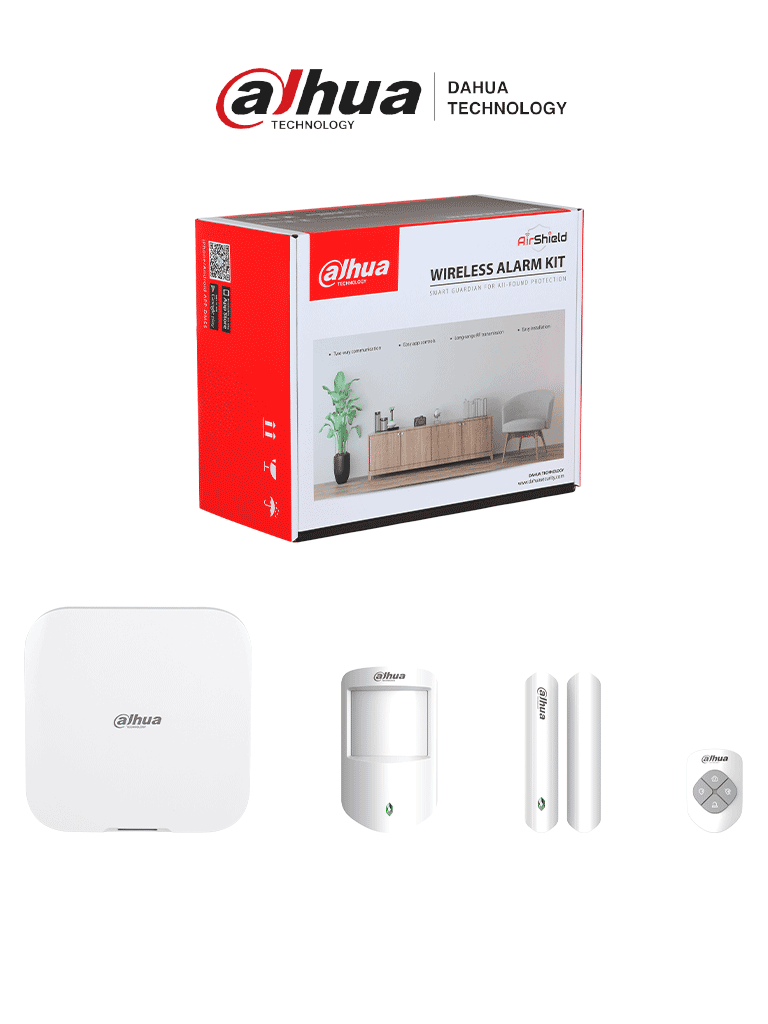 DAHUA--DAHUA ART-ARC3800H-03-W2 - Kit de Alarma Inalámbrico Hub2, Wifi y Ethernet, incluye panel de alarma Hub2, Soporta audio 2 vías, incluye sensor de movimiento, contacto magnético y control remoto, hasta 8 camaras IP, audio 2 vías, 64 PIR Cams, #LoNuevo #AHU-