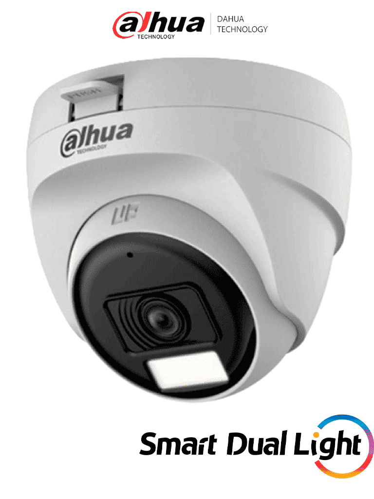 DAHUA--DAHUA HAC-T1A21N-U-IL-A - Cámara Domo de 2 Megapíxeles/ Lente de 2.8 mm Apertura Hasta 100°/ Iluminación Dual Inteligente Hasta 25Mts con IR & 20Mts Luz Calida/ Micrófono Integrado/ Policarbonato/ #LoNuevo-