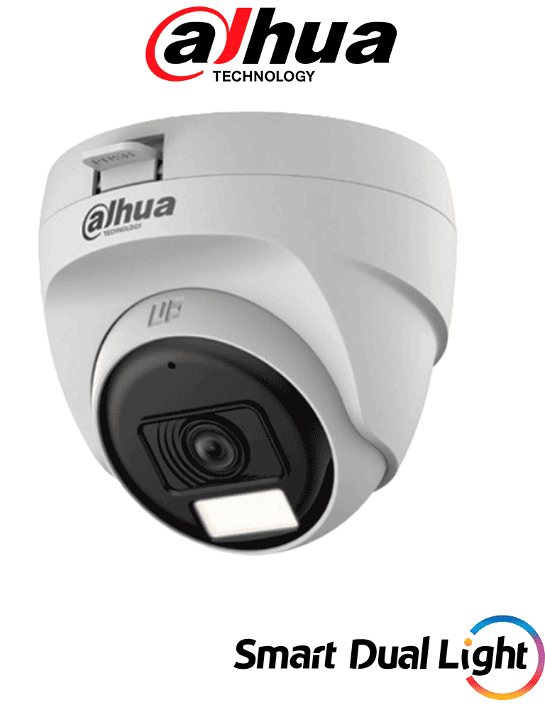 DAHUA--DAHUA DH-HAC-T1A51N-U-IL-A- Cámara Domo 5 Megapixeles/ Lente 2.8 mm Apertura Hasta 106°/ Iluminación Dual Inteligente/ Micrófono Incorporado/ Iluminación Hasta 25Mts IR + 20Mts Luz Calida/ Plástico/ Ideal para Interior/ #LoNuevo-