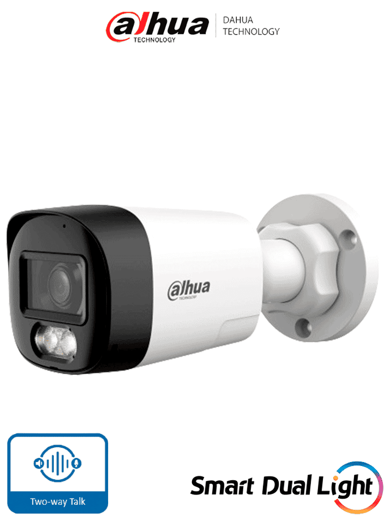 DAHUA--DAHUA DH-HAC-HFW1200RL-IL-T - Camara Bullet de 2 Megapixeles/ Audio Bidireccional/ Iluminación Dual Inteligente Hasta 30m/ Lente de 2.8mm Apertura de 111°/ Plástico/ #LoNuevo-