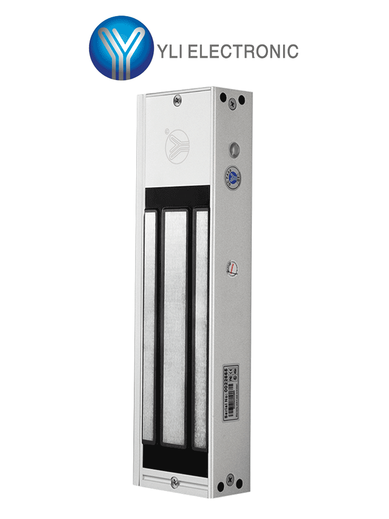 YLI ELECTRONIC--YLI YM750NTLED - Cerradura Magnética 750 kg o 1500 Lb de Fuerza de Sujeción / Indicador Led / Uso Interior / Retardo de tiempo / Voltaje Dual 12v/24 VDC / Compatible con Soporte MBK750ZL-