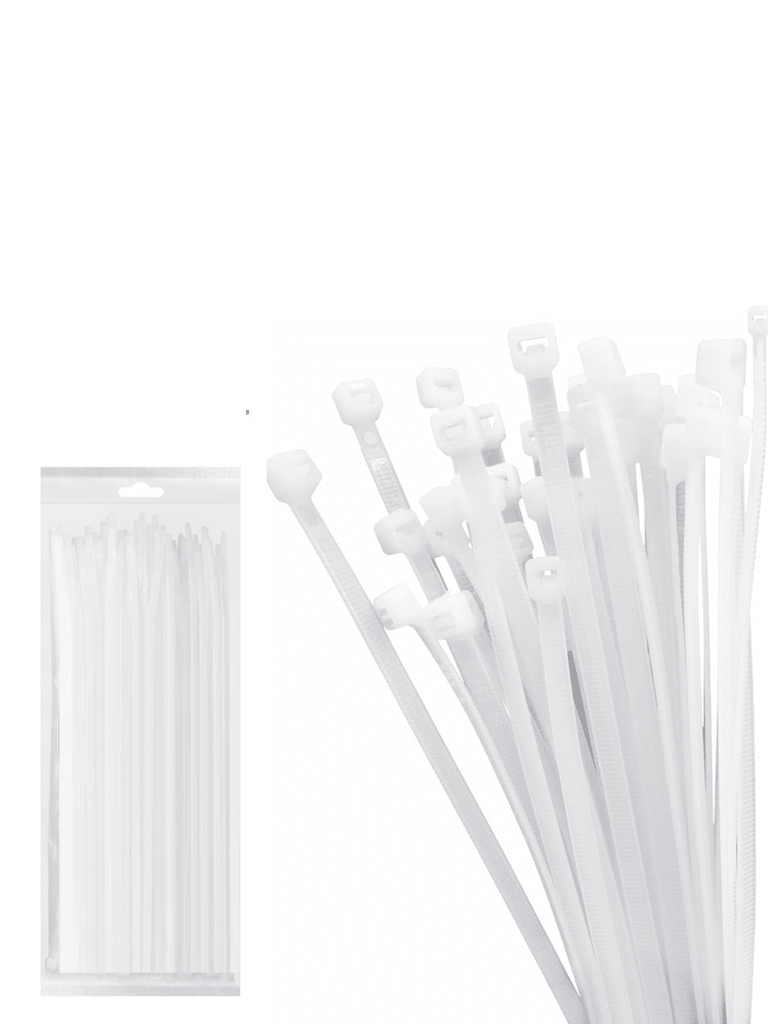 OEM--TCE LMG-SZS4X200B - Cincho de Nylon Color Blanco, Bolsa con 100 piezas, Medida 3.6mm Ancho X 200mm Largo, Certificación UL 94V-2-