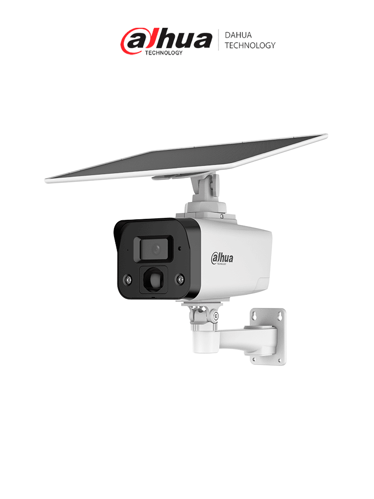 DAHUA--DAHUA IPC-HFW2441DG-4G-SP-B Cámara IP bullet 4G 4MP/panel solar/Batería/ SMD/ Sirena y luz de disuasión activa/Audio bidireccional/ Iluminador dual inteligente/IR 50 m/ luz cálida 30m/ Modo AOV (vídeo siempre activo)/ Ranura para Micro SD/ IP67/#LoNuevo-