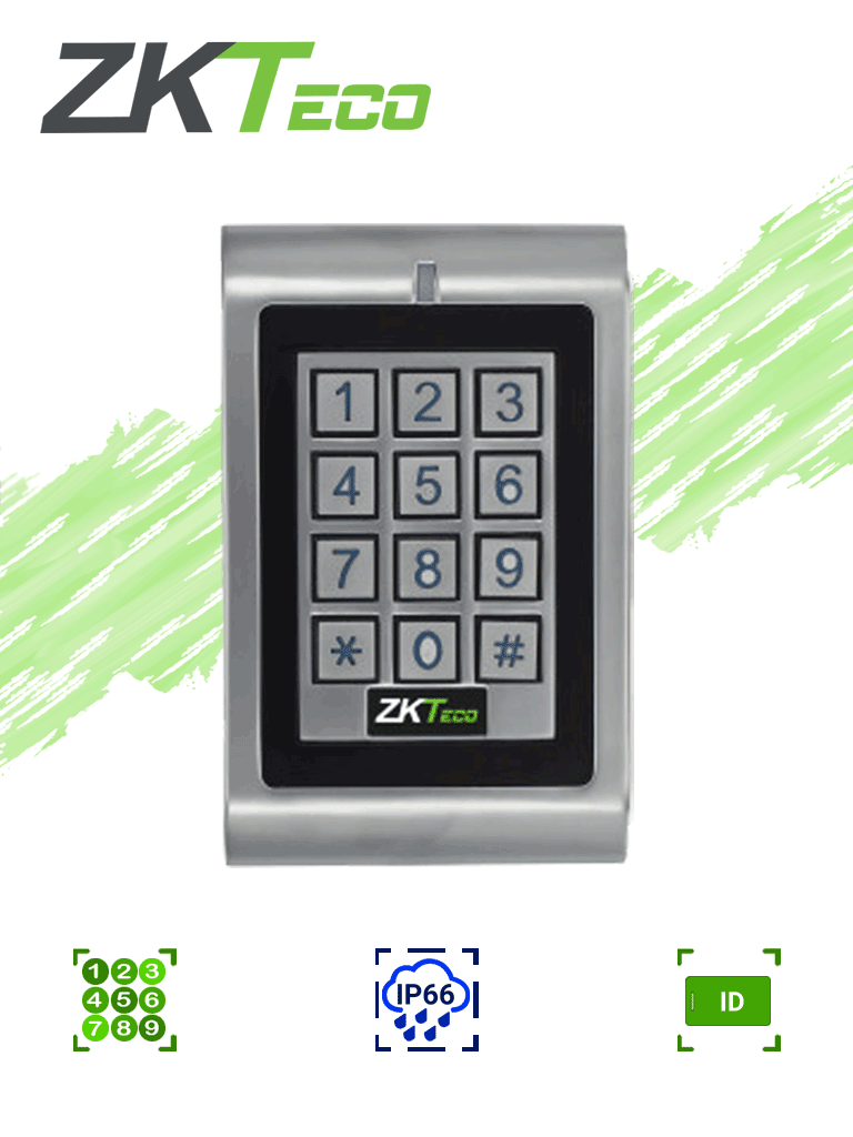 ZKTECO--ZKTECO MKHID - Teclado Independiente para Control de Acceso / Interior o Exterior / 1000 Contraseñas o Tarjetas ID (125Khz)-