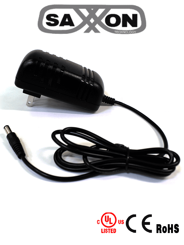 SAXXON--SAXXON PSU1202E - Fuente de Poder Regulada de 12 Vcc  2 Amperes/ Con Cable de 1.2 Metros/ Conector Macho/ Especial para Camaras de CCTV/ Usos Multiples/-