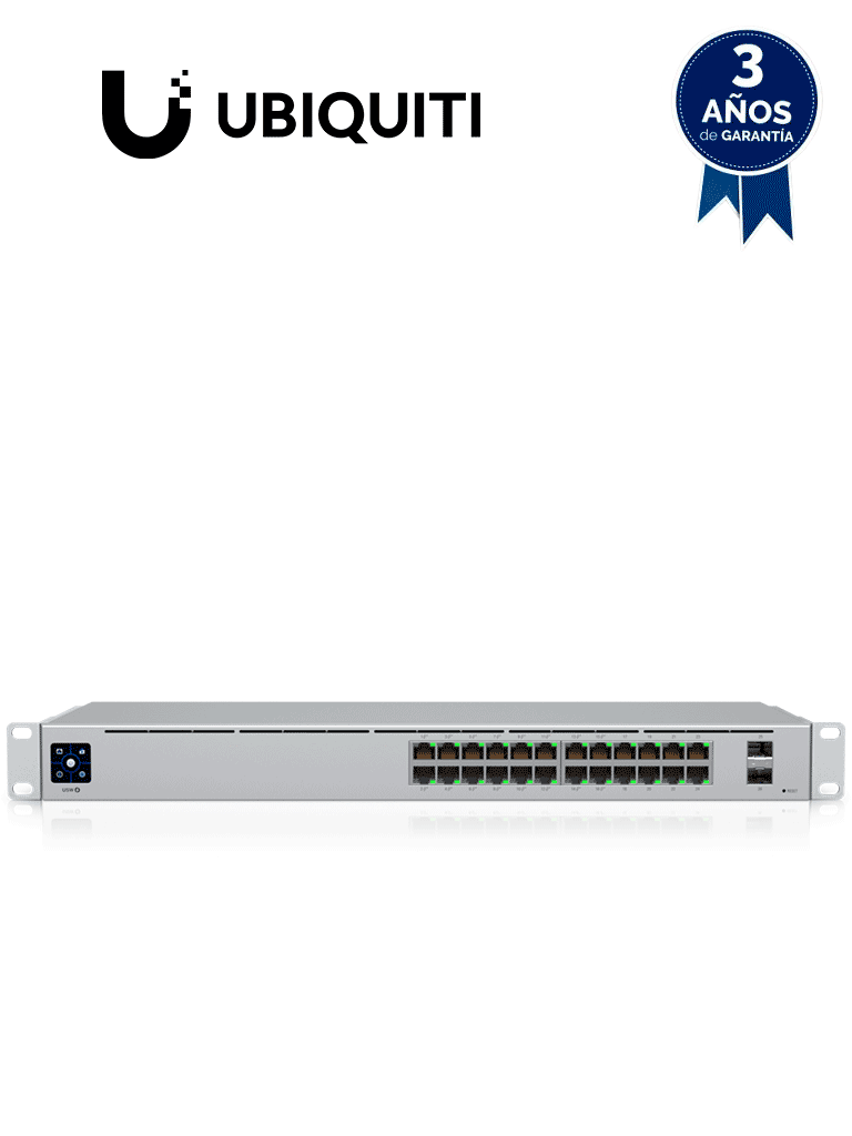 UBIQUITI--UBIQUITI USW-24-POE UniFi Switch Gen2, Capa 2 de 24 puertos (16 PoE 802.3af/at + 8 Gigabit) + 2 puertos 1G SFP, con 95W de potencia y pantalla informativa.-