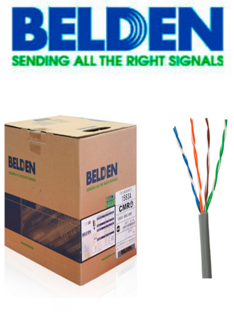 BELDEN--BELDEN 1583A008U1000 - Cable UTP / 4 Pares / Categoria 5E / 24  AWG / 305 Metros / 100% Cobre / Color gris/-