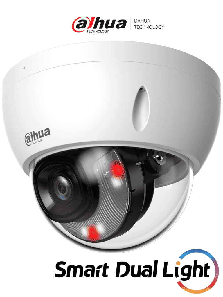 DAHUA--DAHUA IPC-HDBW2449E-S-IL- Camara IP  domo 4 megapíxeles/ 2.8mm/ 101°/ Dual light 30  metros/ WizSense/ Protección Perimetral/ SMD Plus/ Ranura para Micro SD/ PoE/ IP67/ IK10-