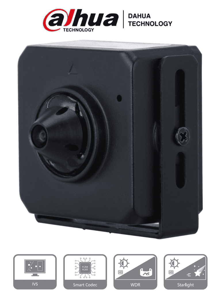DAHUA--DAHUA IPC-HUM4231S-L4 - Camara IP Pinhole de 2 Megapixeles/ Lente de 2.8mm/ 96 Grados de Apertura/ Microfono Integrado/ H.265/ 1 E&S de Audio/ WDR Real de 120 dB/ Videoanaliticos con IVS/-