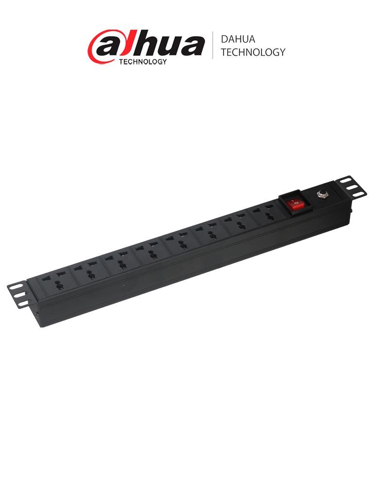 DAHUA--DAHUA ZZM10/PDU(8 USA 250)  Barra PDU multicontacto /Max 250Vac/ 10A/ 2500W/ North American/1.3mm2 , 3m/ 8 outlet 3-pin,  Universal (North American)/  Overload protection module and switch/ Para montaje en Rack de 19"-