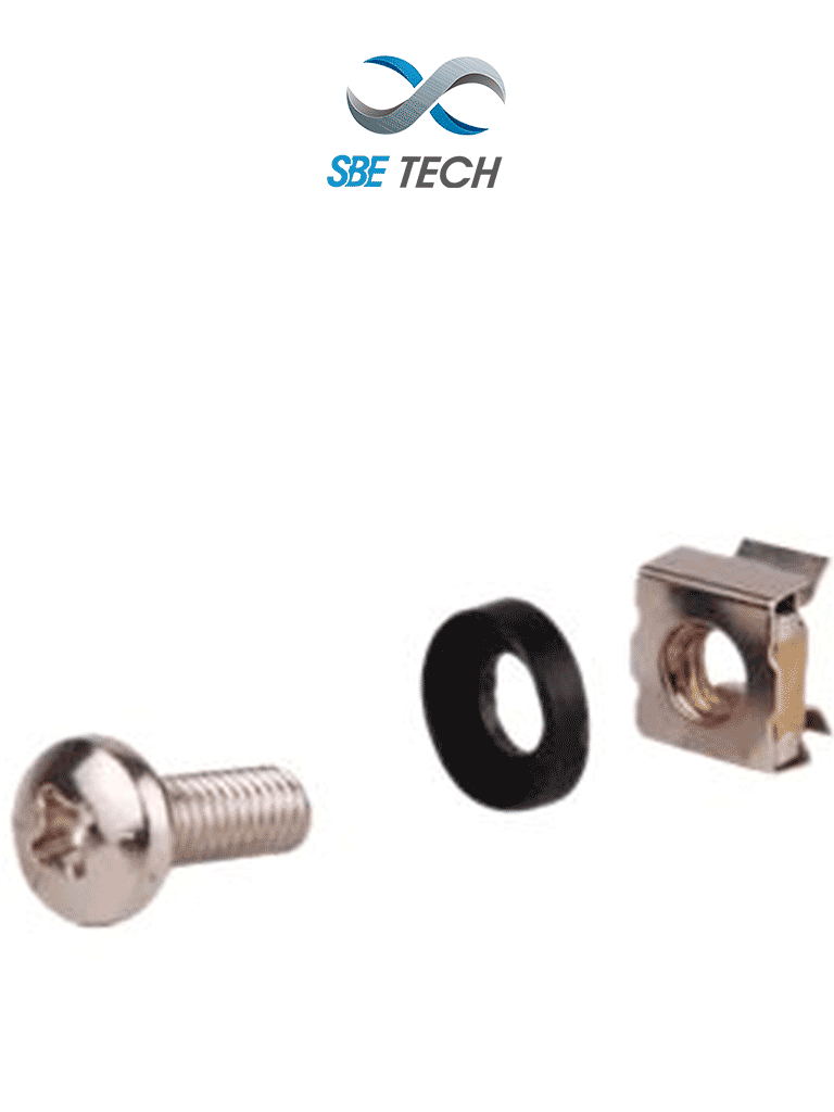 SBE TECH--SBETECH JTE1224- Juego de tuerca enjaulada y tornillo con 50 piezas, tornillos 12-24, para montaje de equipos en gabinete-