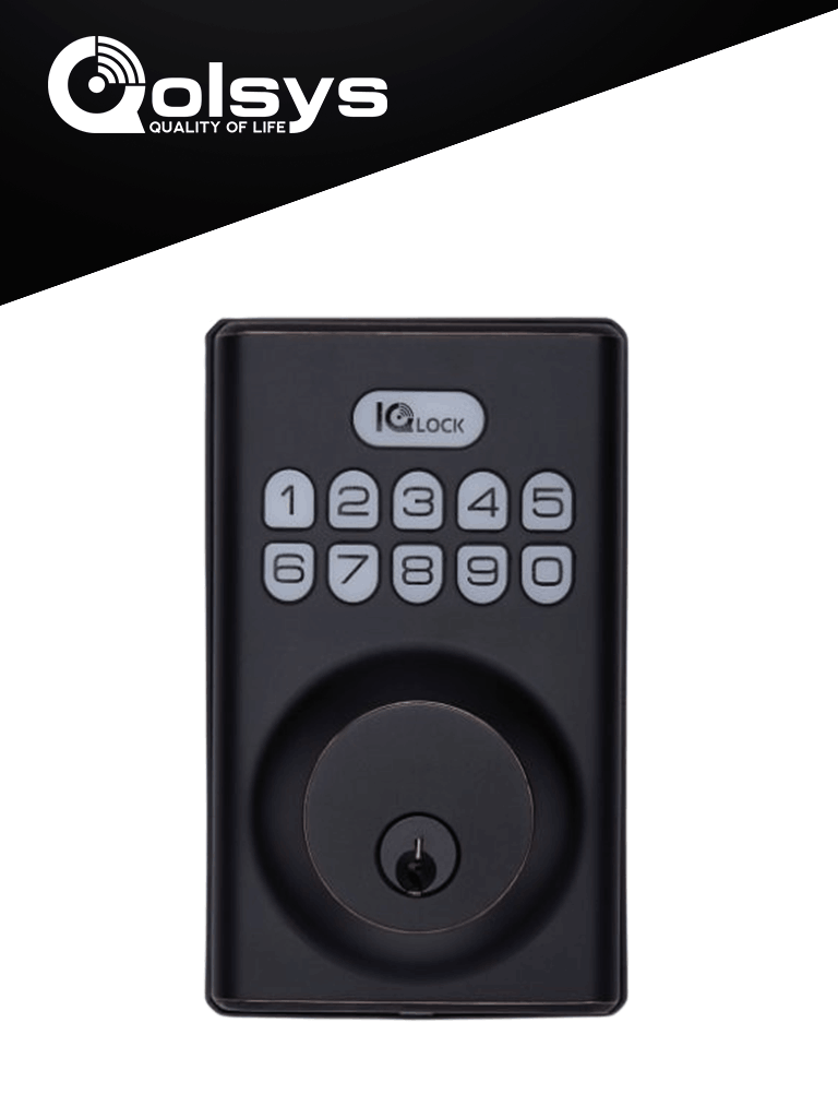 QOLSYS--QOLSYS IQDLK-PGK-ORB Cerradura con botón pulsador - Cerradura Inteligente PowerG, color Bronce Aceitado (OIL-RUBBED BRONZE) #IQ-