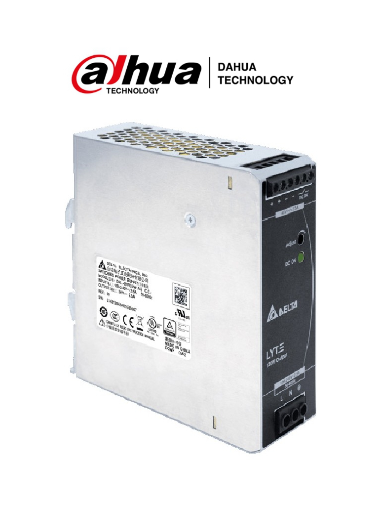DAHUA--DAHUA DRL-48V120W1AAD - Fuente de Alimentación de 48 VDC/2.5 Ampers/ Instalación Sobre Riel Din/ para Switch PFS4210-8GT-DP-