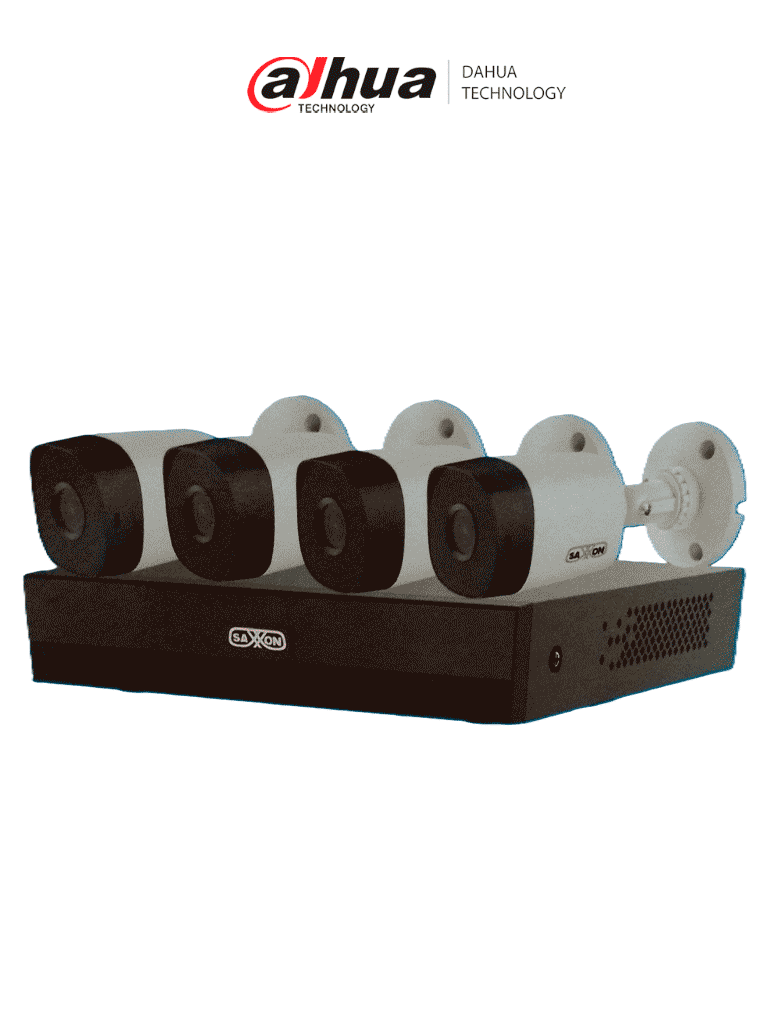 SAXXON--SAXXON SUA-KIT/XVR1E04-I/4-B10P-0280B - Kit de 4 Canales HDCVI/ Cámaras B10P de 1MP 720P/ Lente de 2.8mm Con Apertura de Hasta 100°/ Grabador de 4 Canales con Detección de Movimiento Inteligente/ Entradas y Salidas de Audio/-