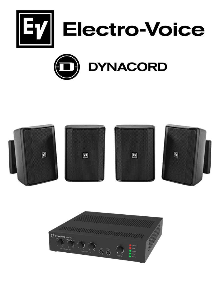 BOSCH--ElectroVoice M_KITU602EVIDS - Kit de Audio / Amplificador Mixer 60W / 4 Altavoces EVID-S 15W Negras-