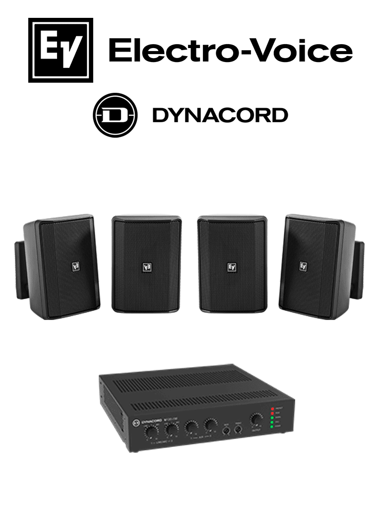 BOSCH--ElectroVoice M_KITU1202EVIDS - Kit de Audio / Amplificador Mixer 120W / 4 Altavoces EVID-S 15W Negras-