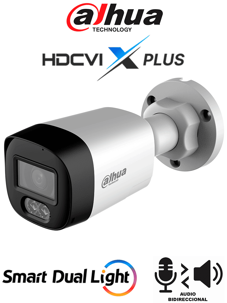 DAHUA--DAHUA DH-HAC-HFW1500RLN-IL-T - Cámara Bullet Full Color de 5 Megapixeles/ Audio 2 vías/ Iluminador Dual Inteligente Mediante IR y Luz Calida/ Leds para 20 Metros/ DNR Para Reducción de Ruido en Imagen/ WDR de 120 dB/ Lente de 2.8 mm/ Policarbonato-