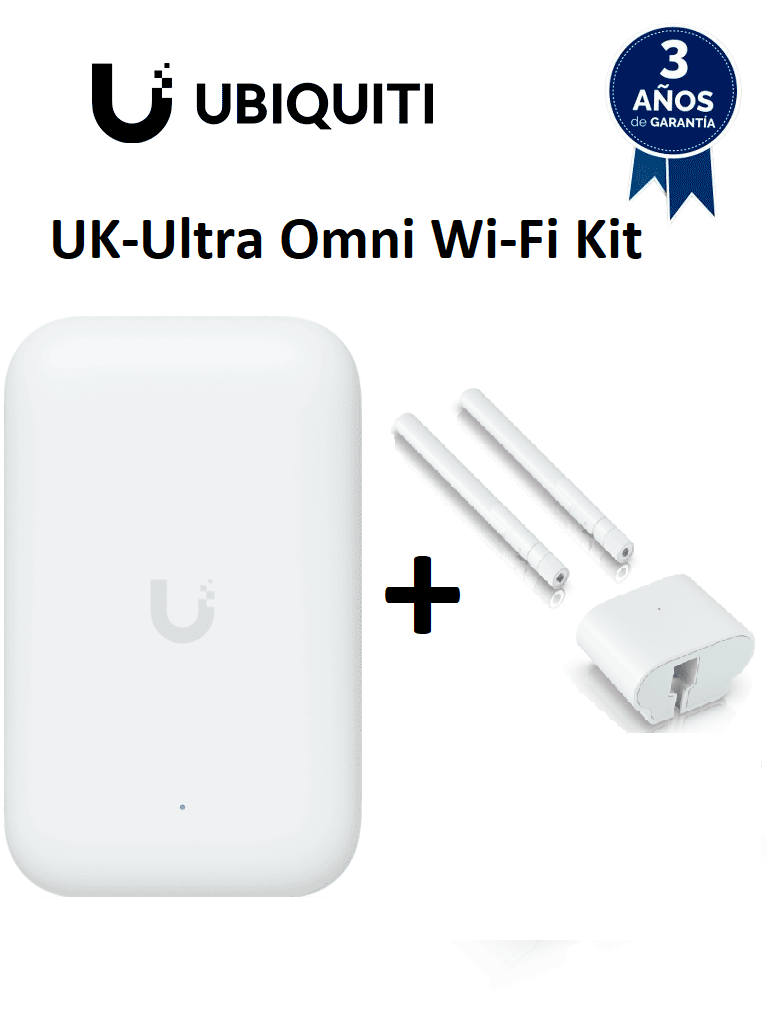 UBIQUITI--UBIQUITI UK-Ultra Omni Wi-Fi Kit - Solución de alta cobertura 360° con antenas omnidireccionales resistentes al agua, compatible con UniFi UK-Ultra. Ideal para ampliar señal Wi-Fi en exteriores e interiores con rendimiento estable y profesional.-