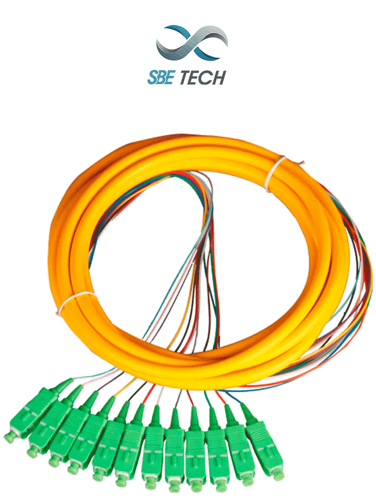 SBE TECH--SBE TECH SBE-PIGSCAPC2MSM12P - Pigtail SC/APC monomodo 9/125 simplex, de 2 metros, en paquete de 12 unidades-