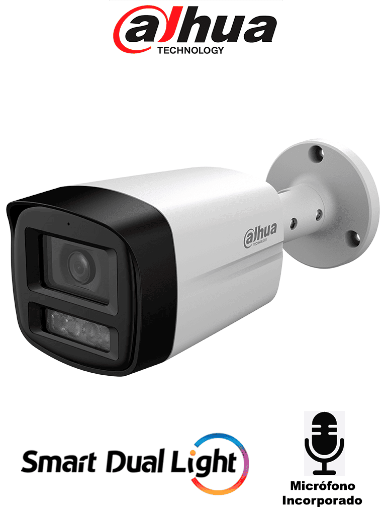 DAHUA--DAHUA DH-HAC-HFW1801TLMN-IL-A-S3- Cámara Bullet 4k/ Iluminador Dual Inteligente / Lente de 2.8 mm/ 106 Grados de Apertura/ Microfono Integrado/-