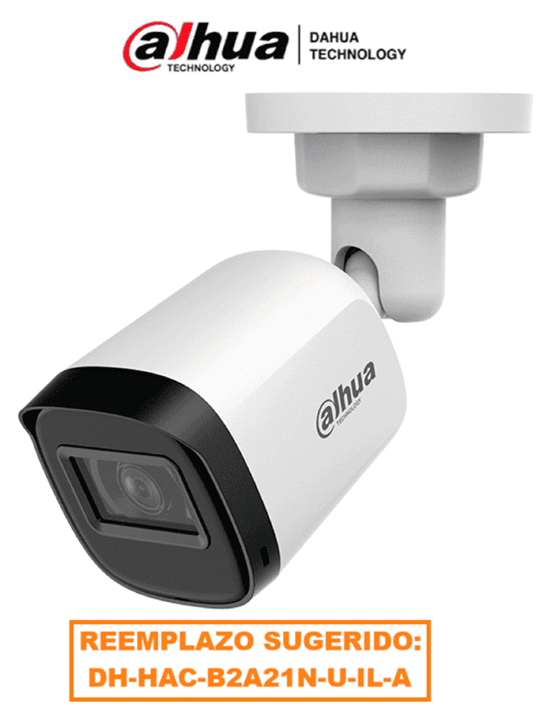 DAHUA--DAHUA HAC-B2A21N-U-0360B - Cámara Bullet de 2 Megapixeles/ 1080p / Lente de 3.6mm/ 80 Grados de Apertura/ Visión Nocturna de 30 mts/ Metálica/ IP67/ Soporta CVI/TVI/AHD/CVBS/ menú OSD para Configuración-