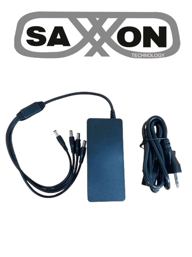 SAXXON--SAXXON KA65E1205000Q - Fuente de Poder Regulada / Alimentación 12 Vcc 5 Amper / 4 Conectores Macho / Voltaje de Entrada: 100-240V / Ideal para Cámaras de CCTV , Controles de Acceso y Asistencia-