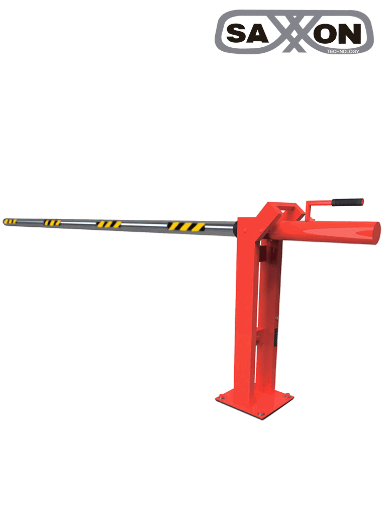SAXXON--SAXXON EH60L - Barrera manual para control de acceso vehicular / 6 Metros / Brazo de aluminio / REFLEJANTES / Color rojo / Sobre Pedido T. E. de 2 a 3 Semanas-