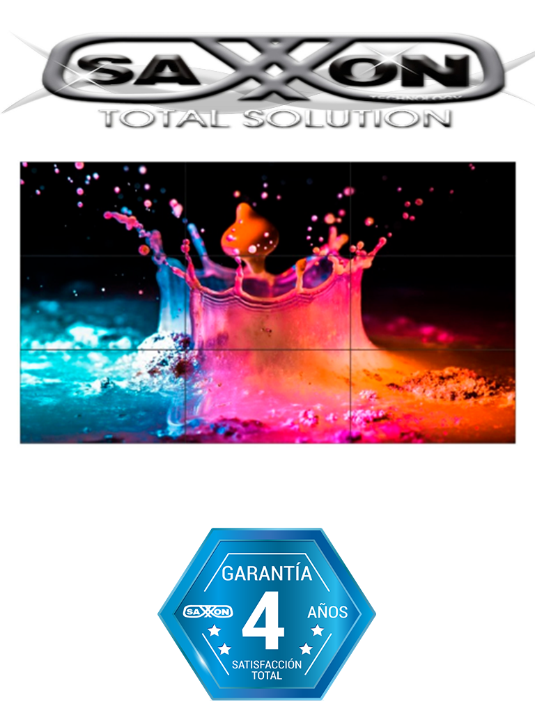 SAXXON--SAXXON AN5535B1 - Pantalla  LED de 55 pulgadas para video wall /  1080p / Marco ultra delgado 3.5 mm / Brillo 500 CD / M2 / PIP / 1  HDMI / 1 DVI / 1 VGA / 1 B NC /-