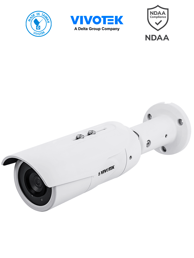VIVOTEK--VIVOTEK IB9389-EH-v2 - Cámara IP bullet exterior 5 MP, H.265, lente fijo 3.6mm, WDR Pro, Smart IR 30m, visión SNV, Smart Stream III, ciberseguridad Trend Micro, Smart Motion, protección IP66 e IK10, certificación NDAA y compatible con ONVIF-