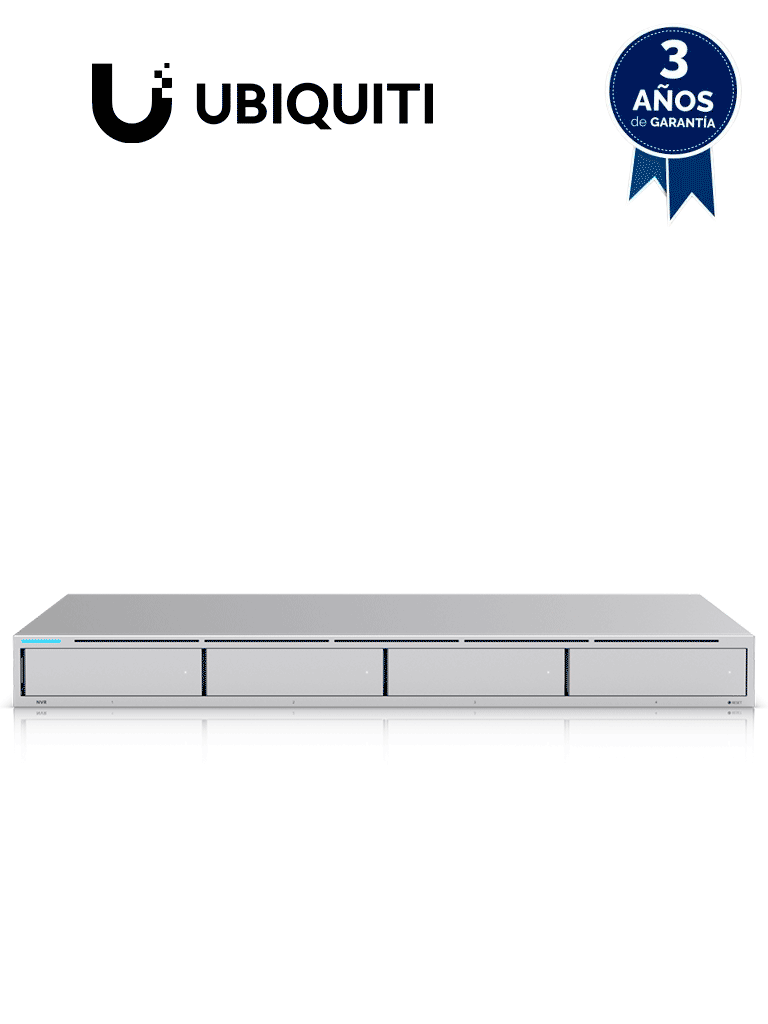 UniFi--Ubiquiti UNVR - NVR Empresarial UniFi Protect recomendado para 15 cámaras 4K o 50 cámaras Full HD, con 4 bahías de disco duro, puerto Gigabit RJ-45 y configuración RAID 1 o RAID 5 automática.-
