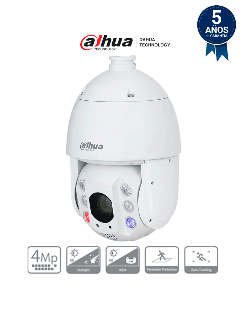 DAHUA--DAHUA DH-SD6C3425GB-HNR-A-PV1 - Cámara IP PTZ 4MP con tecnología Acupick, WizSense y FullColor, iluminador dual inteligente, TiOC, zoom óptico 25x, IR 150m, luz visible 50m, AutoTracking, SMD 4.0, E/S de alarma y audio, IP66, PoE.-
