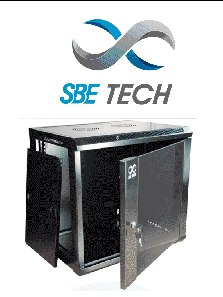 SBE TECH--SBE TECH GNLPAR16URP - Gabinete de pared de 16UR, 600x600x850 mm con paneles laterales desmontables, puerta delantera de cristal templado de 5mm y puerta trasera de acero SPCC de 1.2mm.-