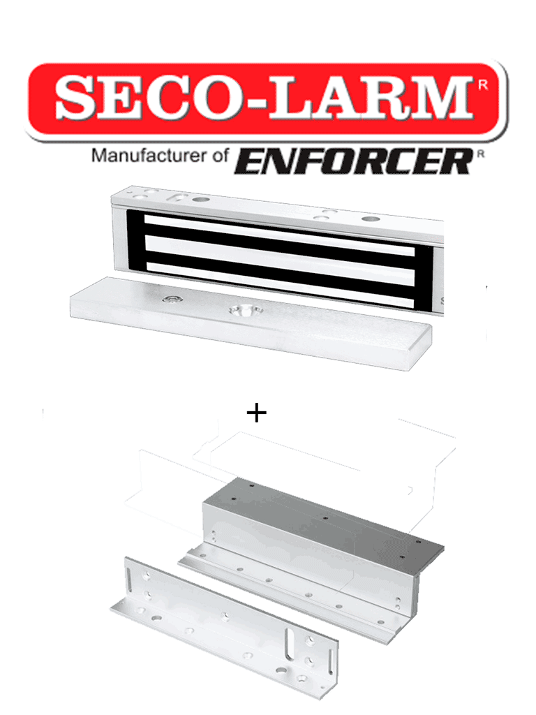 SECO-LARM--Seco-Larm E941SA600 - Electroiman de 600Lb  + Soporte en "Z" y en "L"-