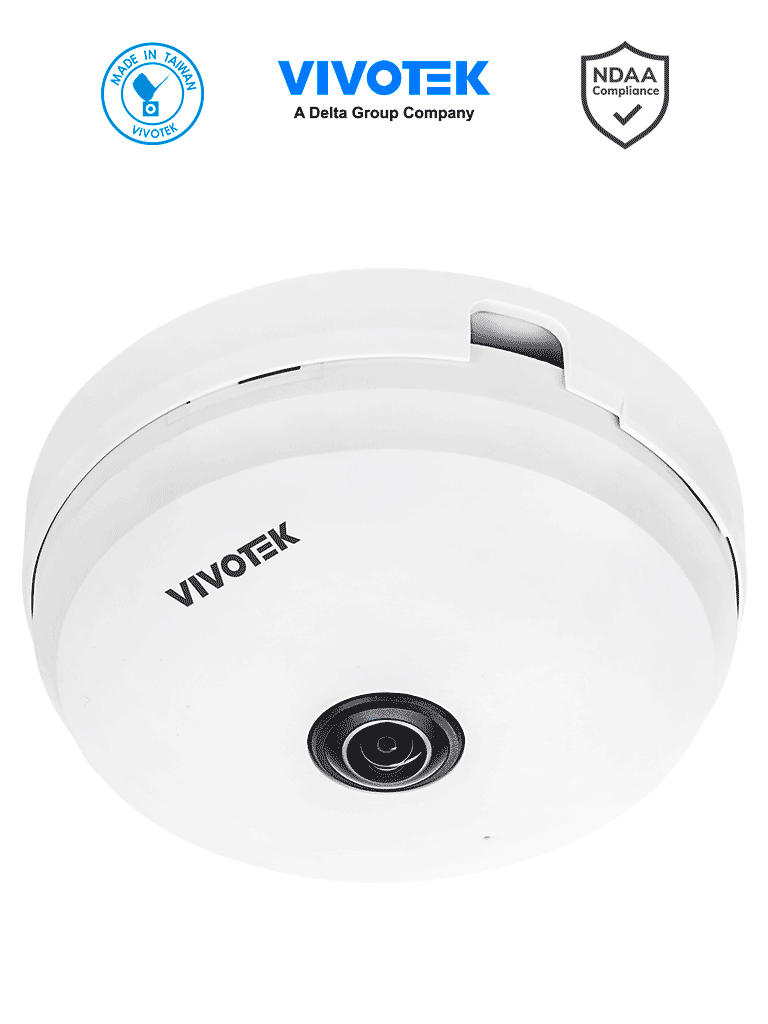 VIVOTEK--VIVOTEK FE9180-H-v2 - Cámara IP fisheye interior 5 Megapixeles, Visión hemisférica 360º, Smart Stream III, WDR Pro, 3DNR, Micrófono integrado, SNV, Ciberseguridad Trend Micro, Ranura de tarjetas MicroSD, ONVIF, NDAA-