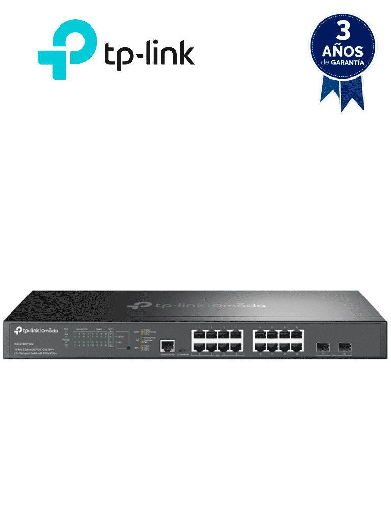 TP-LINK--TP-LINK SG3218XP-M2 - Switch L2+ Omada PoE+ / 16 Puertos MultiGigabit 2.5G / 8 Puertos 2.5G Sin PoE / 8 Puertos PoE+ 2.5G / 2 Puertos SFP+ 10G / Administración Centralizada Omada o Stand-Alone / Multicast IGMP / Presupuesto PoE 240W / Montaje en Rack.-
