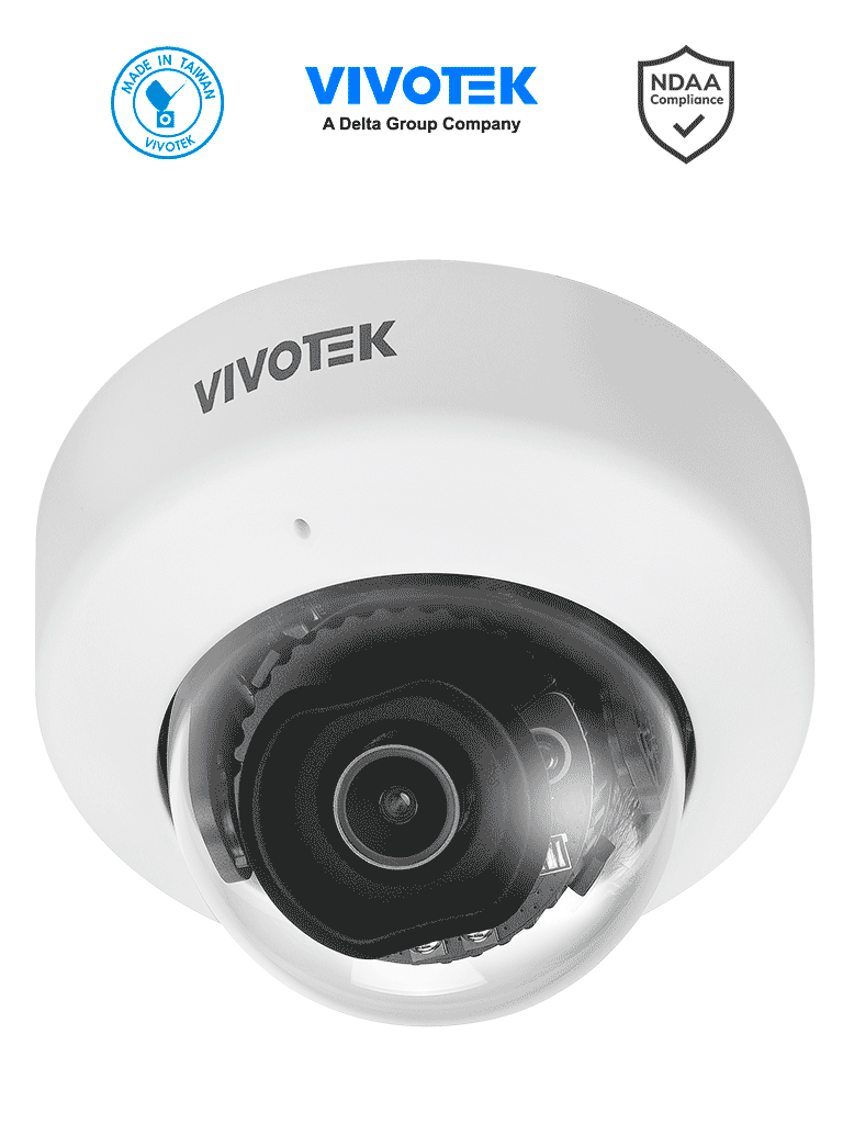 VIVOTEK--VIVOTEK FD9186-H - Cámara IP domo interior 5 Megapixeles, lente fijo 2.8mm, Smart IR 30mts, WDR Pro, micrófono integrado, Smart VCA, DI, DC12V, Ciberseguridad Trend Micro-