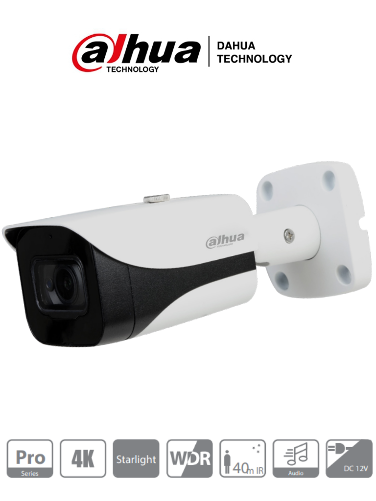 DAHUA--DAHUA HAC-HFW2802E-A-036 - Camara Bullet 4k Starlight/ 8 Megapixeles/ Lente de 3.6mm/ 0.005 Lux color/ WDR Real/ IR de 40M/ IP67/ 3DNR/-