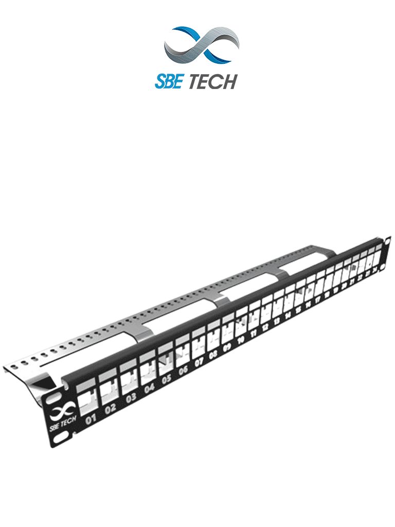SBE TECH--SBE TECH SBE-PMODS - Panel de parcheo modular de 24 puertos, blindado, compatible con jacks Cat 5, Cat 6 y Cat 6A-