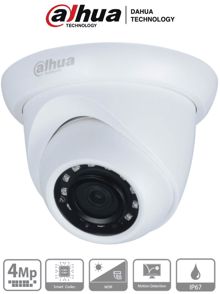 DAHUA--DAHUA IPC-HDW1431S - Camara IP Domo de 4 Megapixeles/ Lente de 2.8 mm/ 93 Grados de Apertura/  H.265+/ WDR Real de 120 dB/ IR de 30 Metros/ IP67/ PoE/-